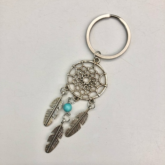Feather Silver Dream Catcher Keychain - Picture 1 of 2